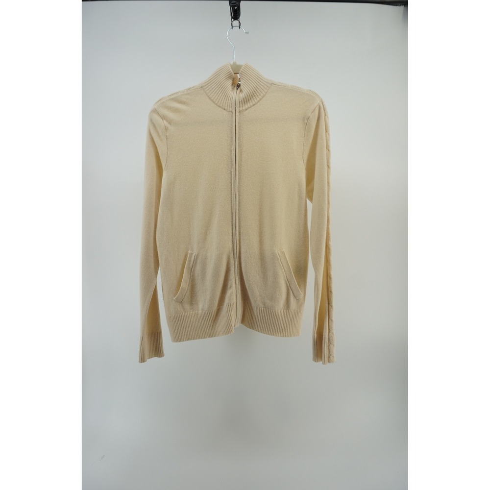 Ralph Lauren Golf  Cashmere Zip Up Sweater Cable Knit Old Money Cream Small